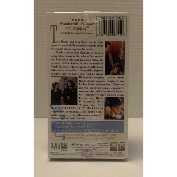 New Sealed VHS Tape: Sleepless In Seattle - Tom Hanks And Meg Ryan - Picture 2 of 4